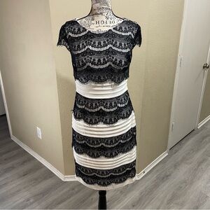 Signature by Sangria Black and White Midi Dress